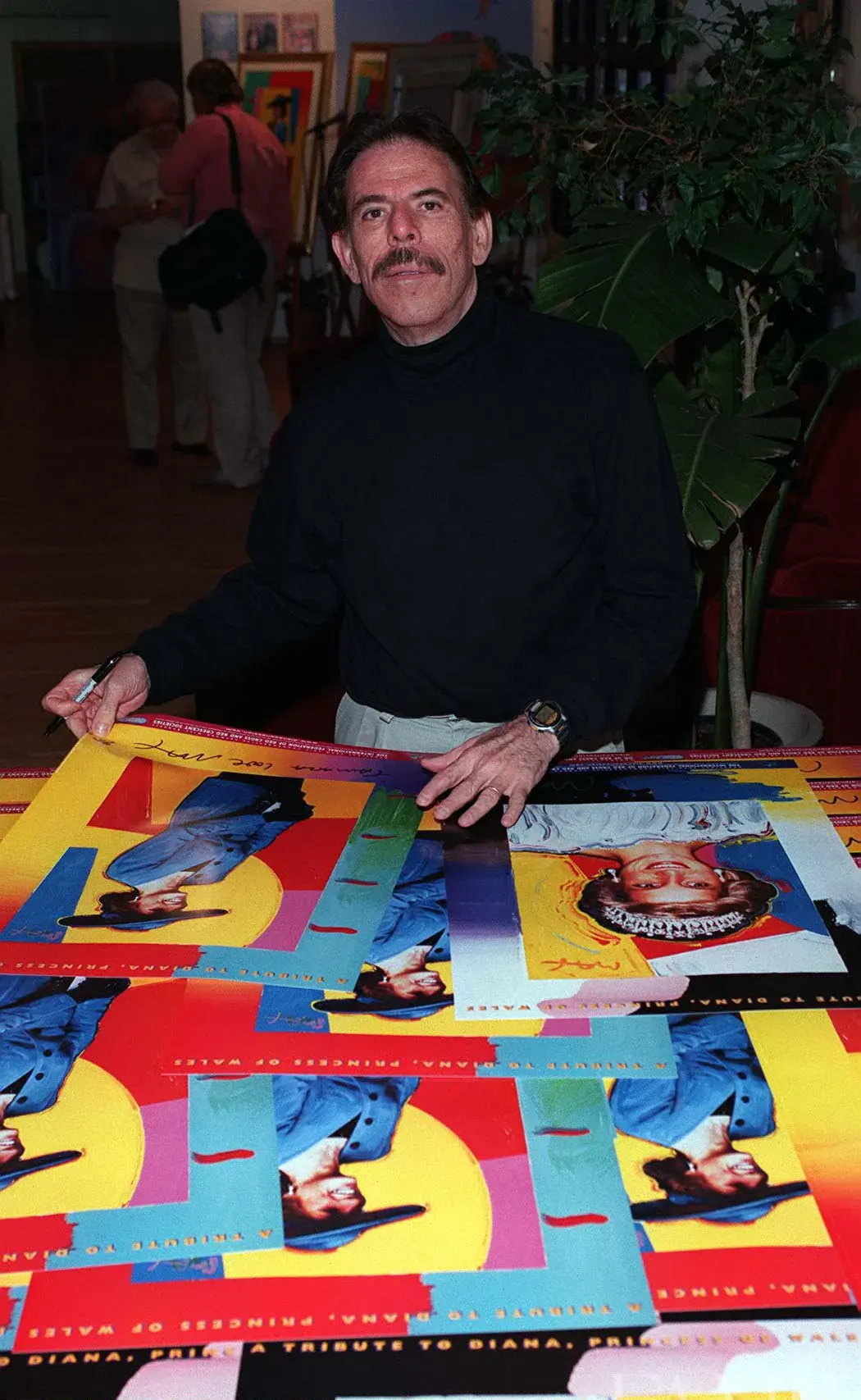 Peter Max painting a portrait of Princess Diana in New York, 3 of 4