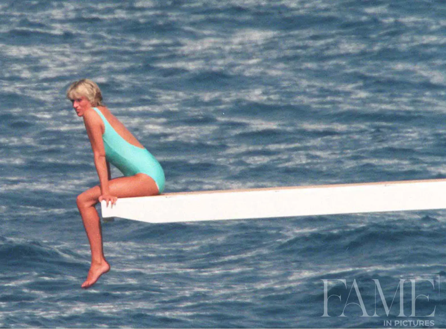 Diana, Princess of Wales and Dodi Al Fayed on a cruise together on Dodi's yacht near Portofino, Italy.