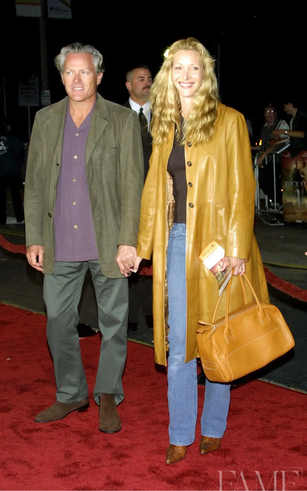 Lisa Kudrow and Michel Stern arriving at the Rock Star premiere in Los Angeles in 2001