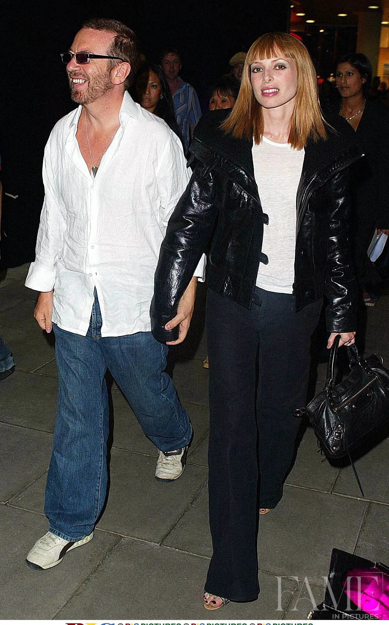 Dave Stewart and Anoushka Fisz arriving at the Marquee Club launch party in London in 2002