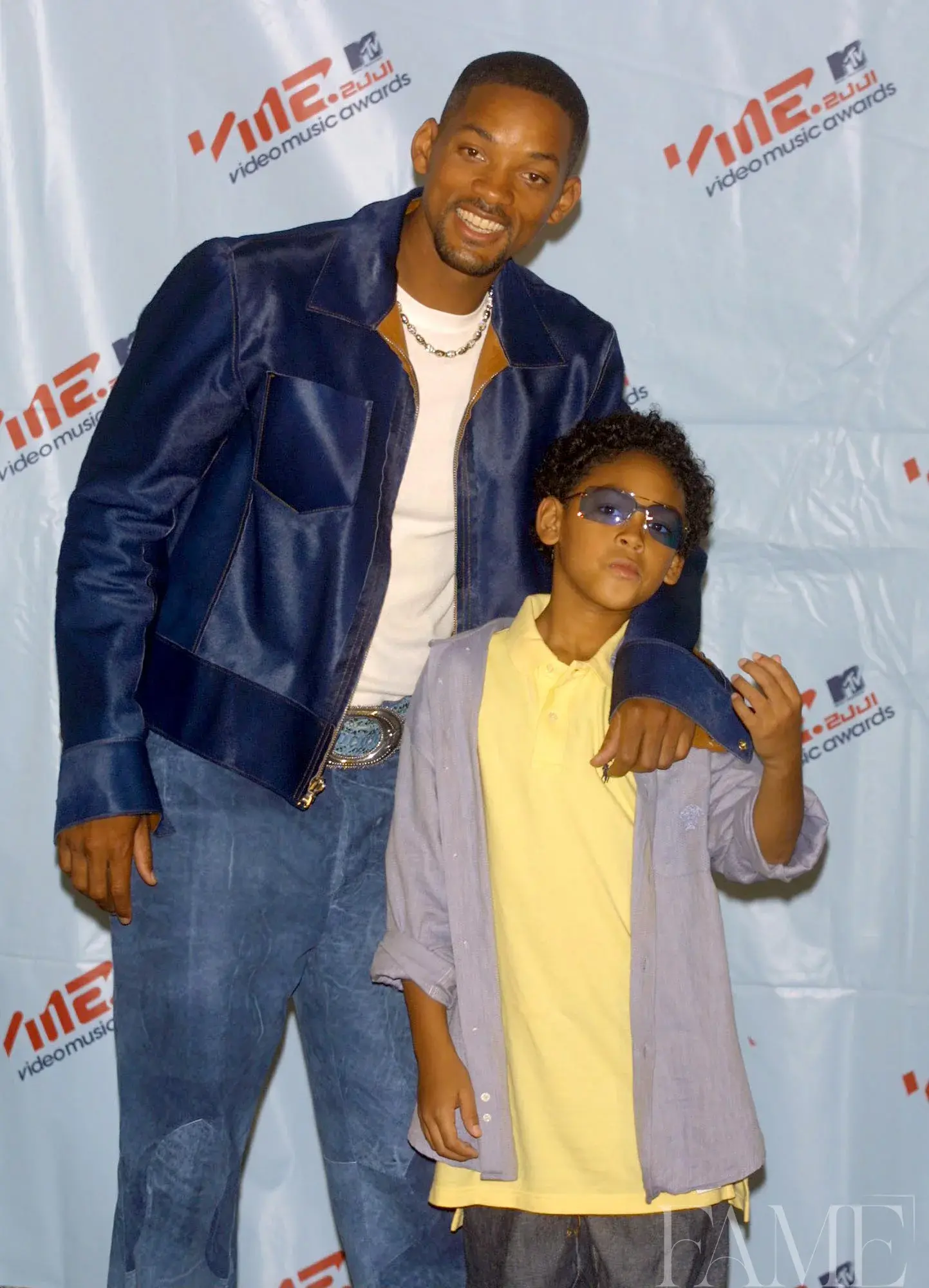 Will Smith posing with his son Trey Smith at the 2001 MTV Video Music Awards