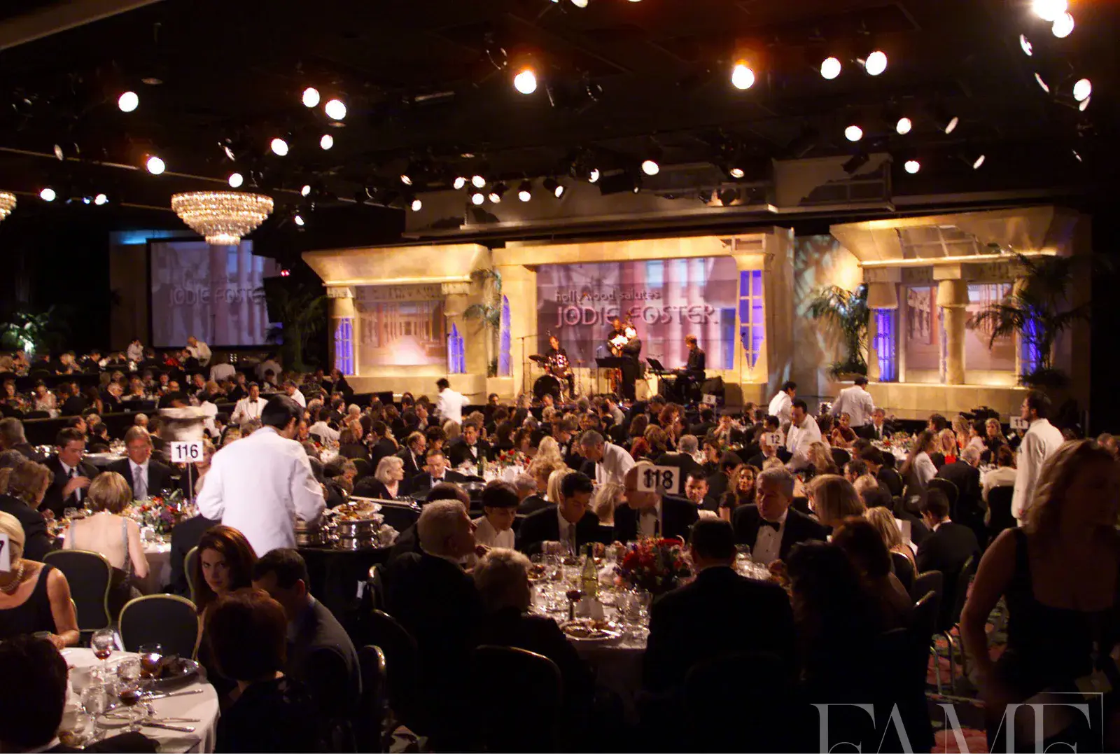 Wide view of the 1999 American Cinematheque tribute room for Jodie Foster