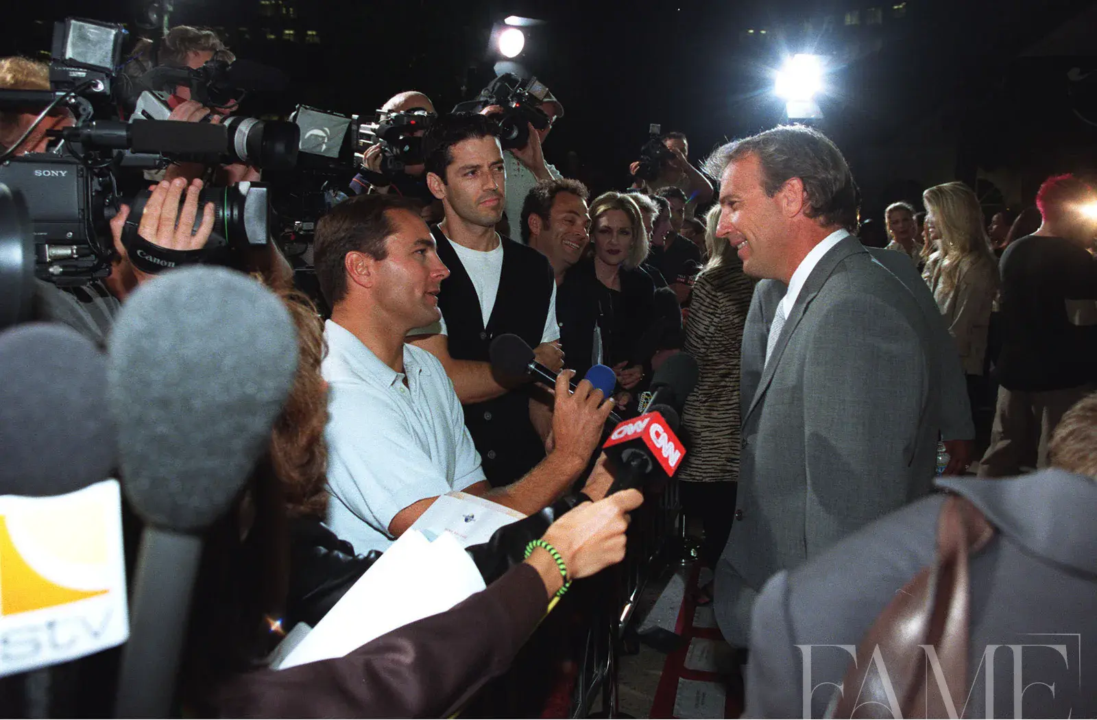 Kevin Costner and Kelly Preston at the For Love of the Game premiere in 1999