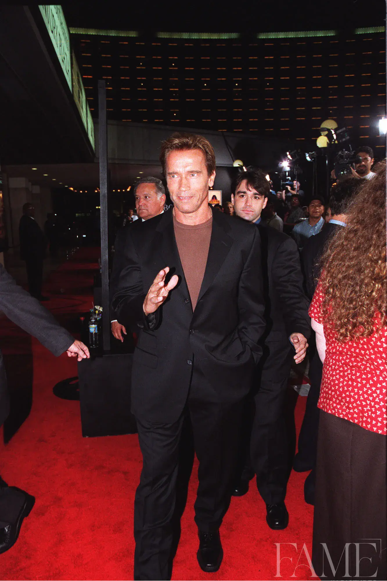 Arnold Schwarzenegger at the For Love of the Game premiere in Los Angeles in 1999