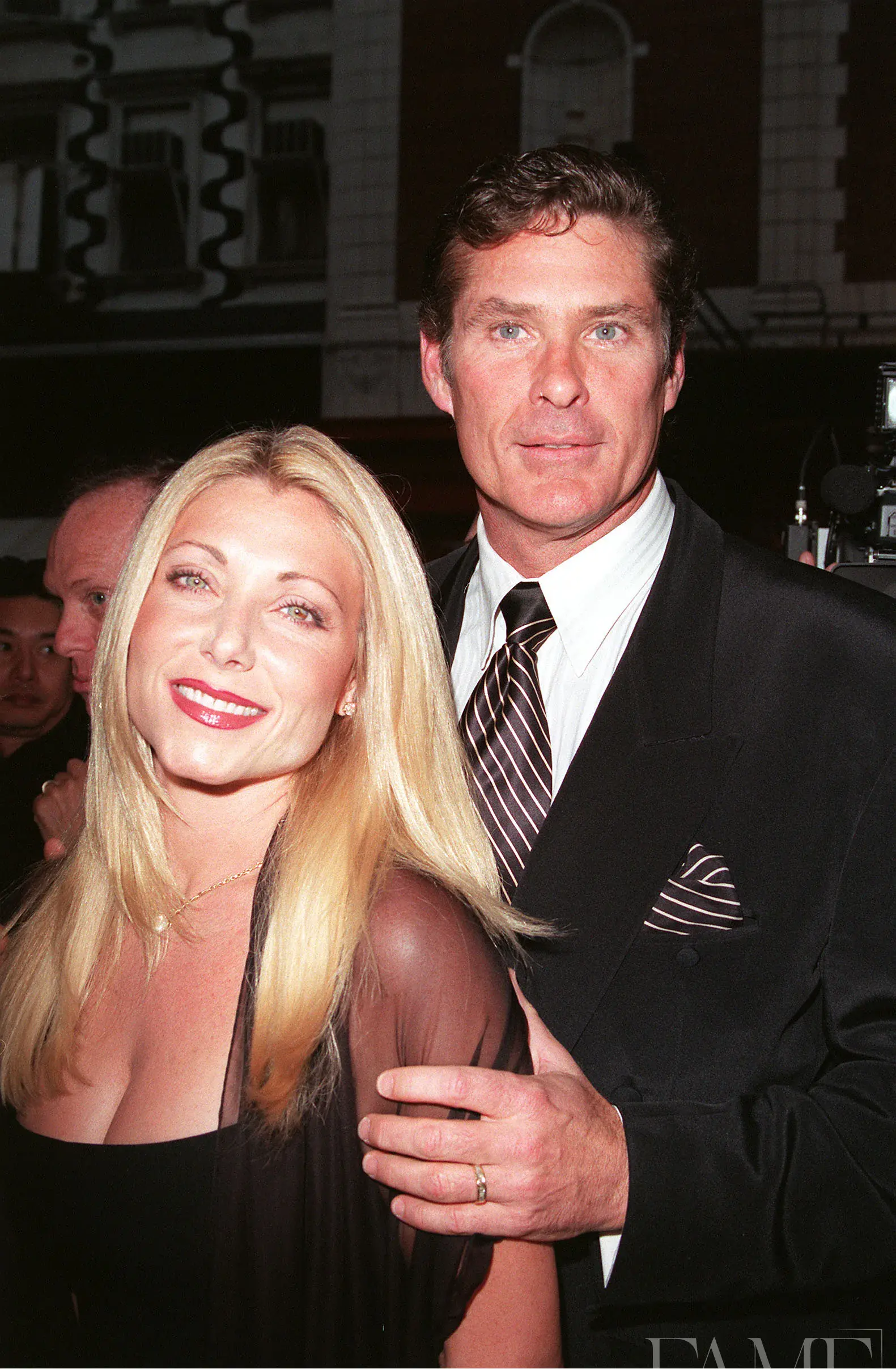 David Hasselhoff and his wife at the opening of The Best Man in New York City in 2000