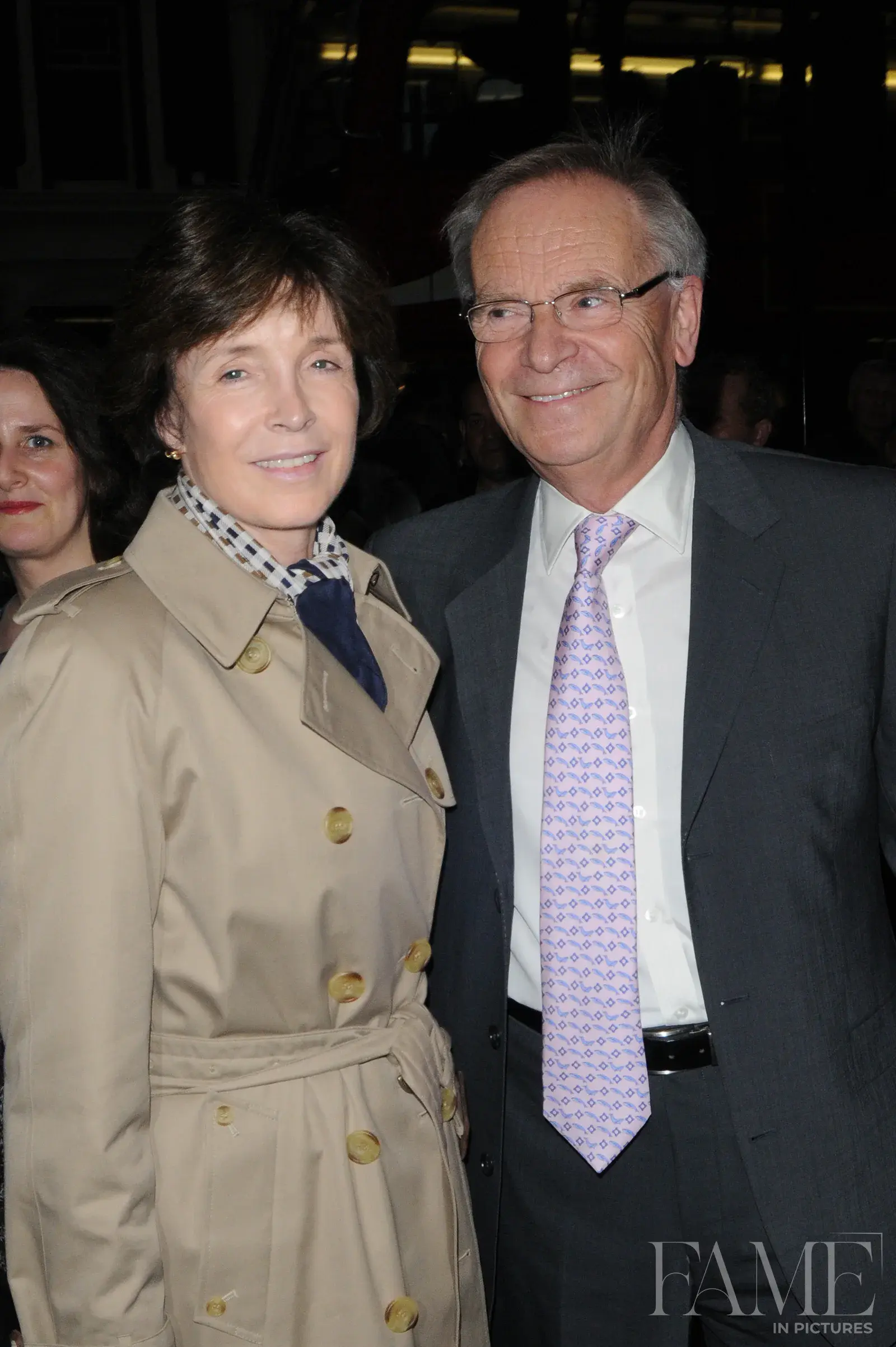 Jeffrey Archer smiling beside another guest at the Yes Prime Minister gala opening