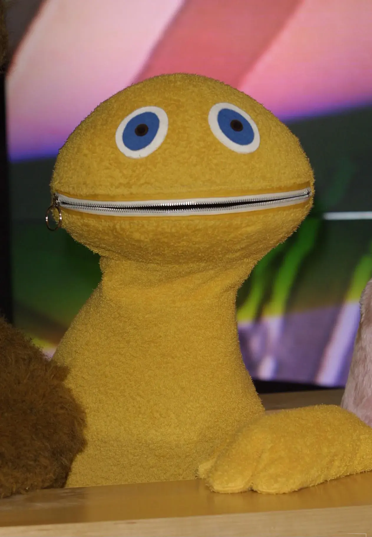 Rainbow character Zippy with his zip mouth closed at HMV Oxford Street